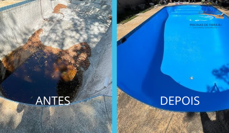 Antes e Depois da Piscina de nosso Cliente